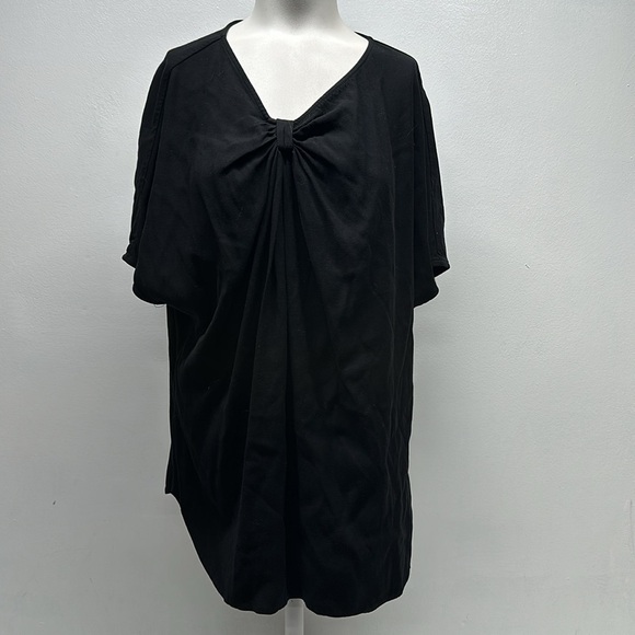 Universal Standard Mackaya Blouse Top Short Sleeve Luxe Twill Knot Black Size 14 - Picture 1 of 9